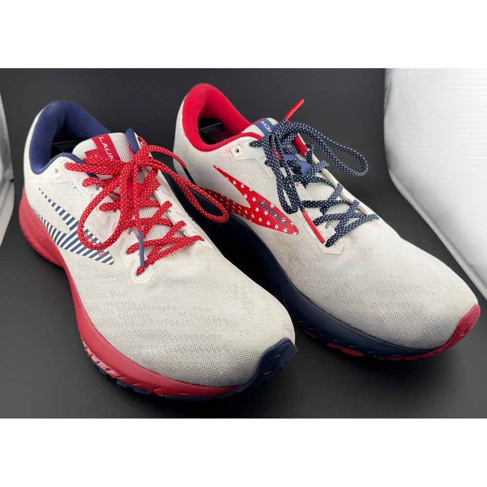 Brooks Launch 7-Running Shoe, Red White Blue Patriotic USA 1103241D166, Mens 9.5